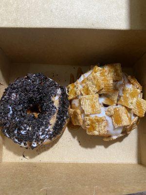 Custom oreo cookie & Cinnamon Toast Crunch donut