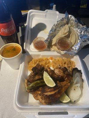 Half Chicken plate. Mexico Coke