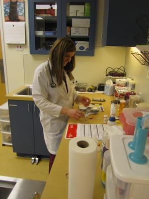 Dr. Anna Knochel working in the treatment area