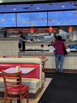 Service counter and menu display.