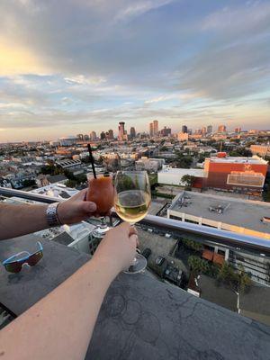 Frozen hurricane and wine with city views