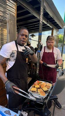 Burgers on the grill