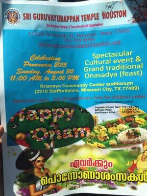 Onam feast flyer