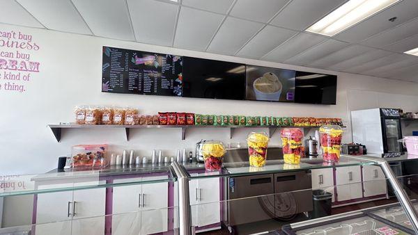 Clean counter and ice cream cases