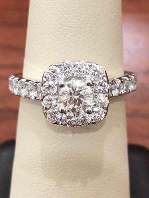 Diamond and 14KT White Gold Ladies Engagement Ring