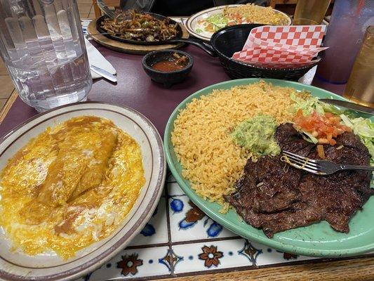 Cheese Enchilada and Carne Asada