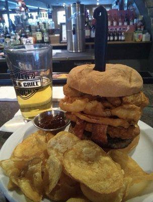 The build a burger with their house-made pub chips