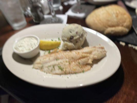 Broiled cod with red skinned mashed potatoes