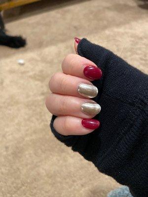 Shellac manicure with chrome