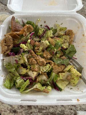 Fattoush salad w/chicken shawarma  .... The best in town