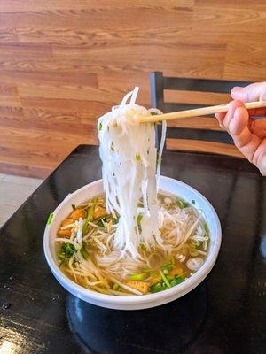 Vegetarian tofu pho noodle soup