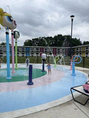 Splash park on overcast day