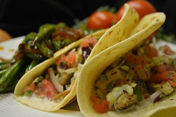 Jamaican pineapple chicken tacos