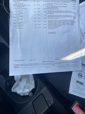 Cost of repairs on 2010 VW CC Sport White that they failed to mention