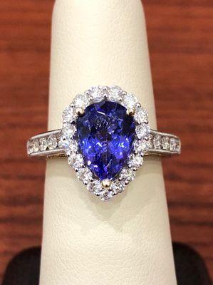 Tanzanite, Diamond, and 14KT White & Yellow Gold Ring