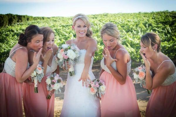 Beautiful bridal party at South Coast Winery all bronzed by Liquid Sunshine Tanning.