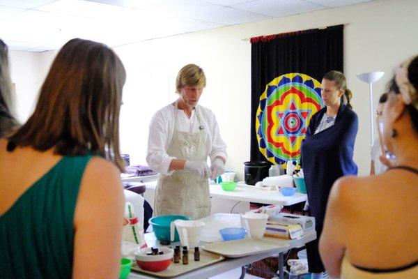 Students attending our Chakra Dough Basti class learn how to make dough dams.