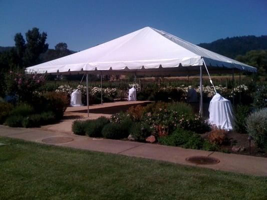 One of our many frame tents, size 30x40.