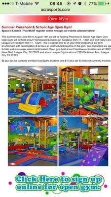 Acrosports Kids Center Friendswood