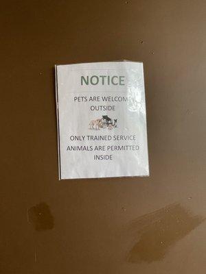 Dogs allowed outside only.