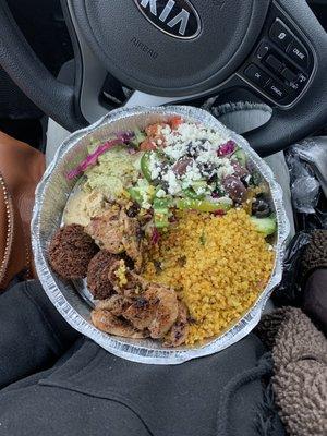 Chicken Shawarma and Falafel Plate