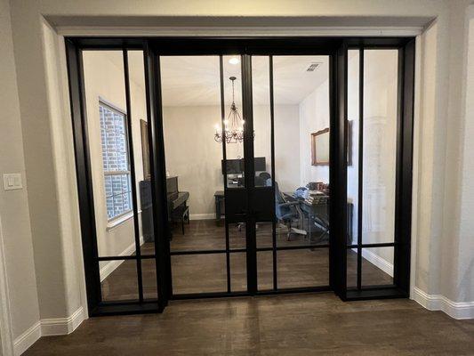 Our new custom French doors installed by the DFW Door Repair team!