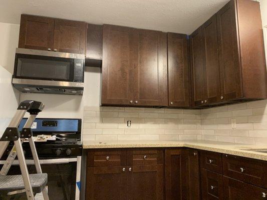 Cabinets install and backsplash