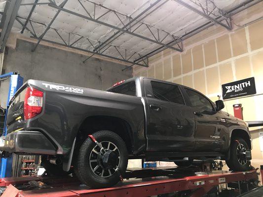 Toyota Tundra on the alignment rack