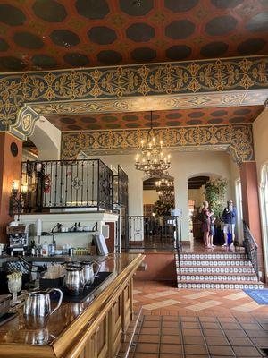 Hotel interior near hostess stand