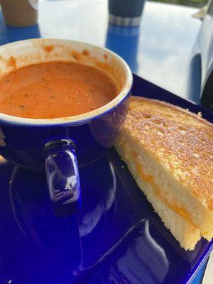 Tomato Basil Soup and grilled cheese