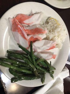 Crab Meat, White Rice, Buttered Asparagus