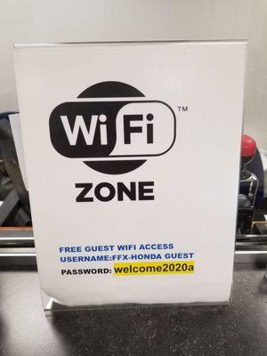 Guest Wi-Fi password: welcome2020a