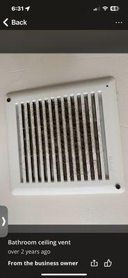 Dirty bathroom ceiling vent