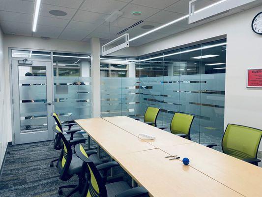 LTC Conference Room with a custom designed etched glass vinyl.