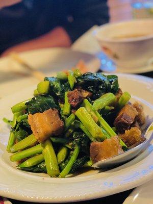 Chinese Broccoli with fried pork (no spicy )