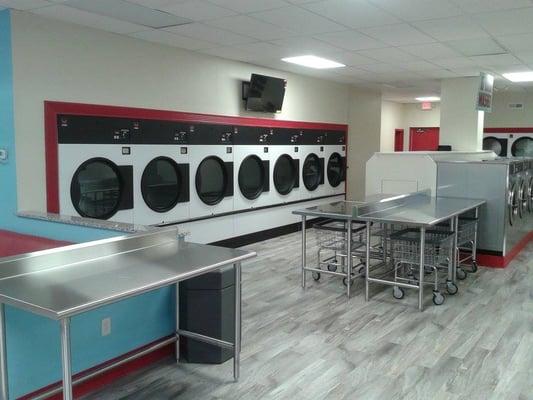 Brand new dryers and plenty of folding tables to help you get your laundry done in record time.