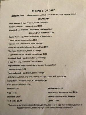 Breakfast Menu