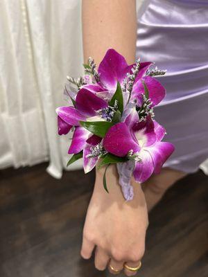 Purple orchid with lavender ribbon corsage