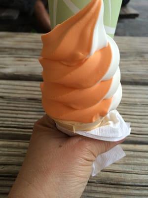 Orange vanilla sherbet twist. Kiddie size.