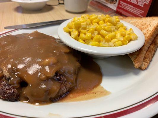 Chop steak, side of corn