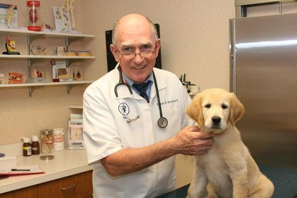 Dr. Krewatch with a puppy patient