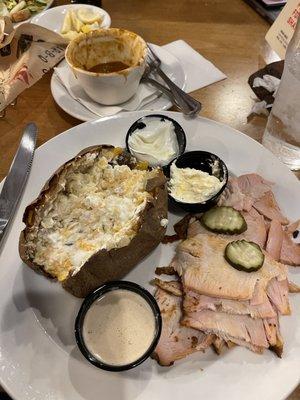 Smoked turkey dinner with Not-So-Naked Potato