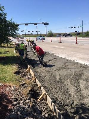 City work, de-acceleration turn lane.