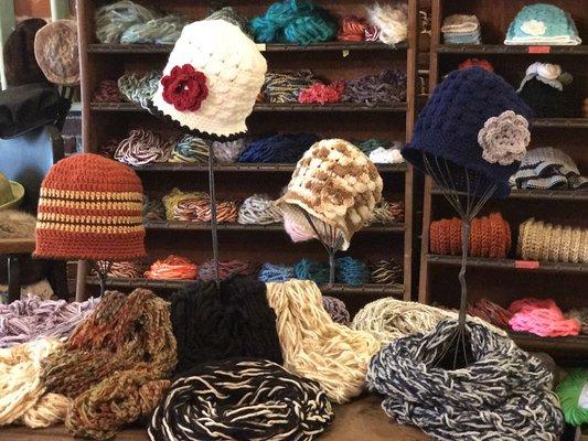 Handmade hats and scarves