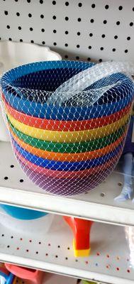 Rainbow bowl set, has matching cups too. I thought roughly $12.00 was too steep for a thrift store. Cute, nonetheless!