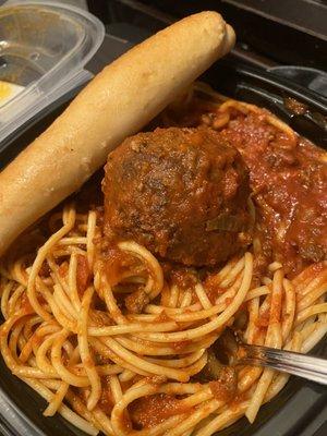 Spaghetti and Meatball with Meat Sauce - the way it is intended to be served.  Delicious!!!