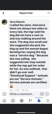 Service dog complaint :::