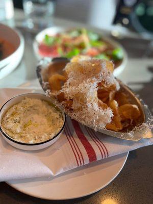 Truffled Potato Chips with Parmigiano Reggiano, Black Pepper, Ranch Cheese Sauce