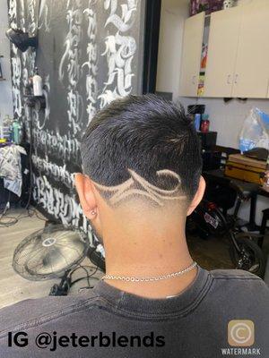 Taper w/design from barber Andrew "Jeter"