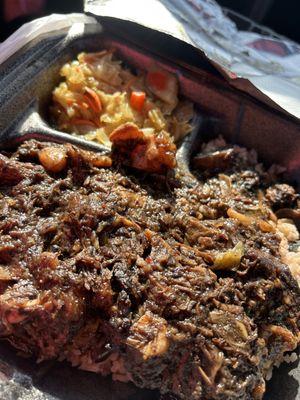 Oxtail Dinner with rice and cabbage